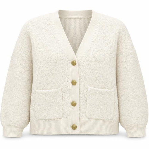 Gallery Women’s Ivory Chunky-Knit Wool Blend Cardigan L