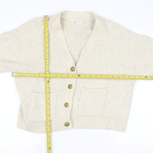 Gallery Women’s Ivory Chunky-Knit Wool Blend Cardigan L