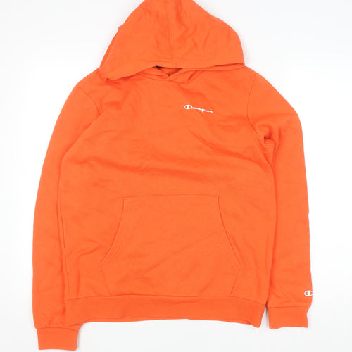 Champion Boys Orange Pullover Hoodie 15-16 Years 2XL Cotton Blend Casual