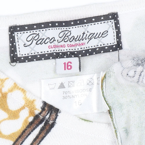 Paco Boutique Women’s Multicoloured Animal Print V-Neck 3/4 Sleeve Jumper Size 16