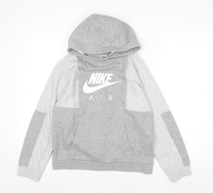 Nike Boys Grey Air Pullover Hoodie Size L 147-158cm Cotton Blend