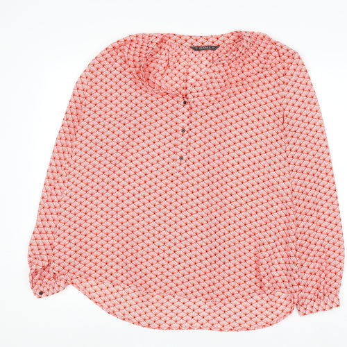 Dunnes Women Red Geometric Long Sleeve Blouse Size L Polyester