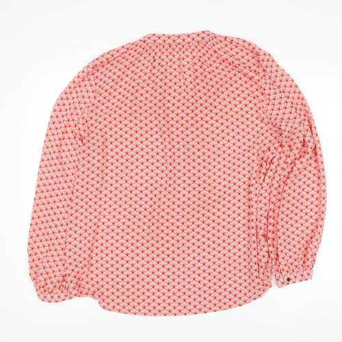 Dunnes Women Red Geometric Long Sleeve Blouse Size L Polyester