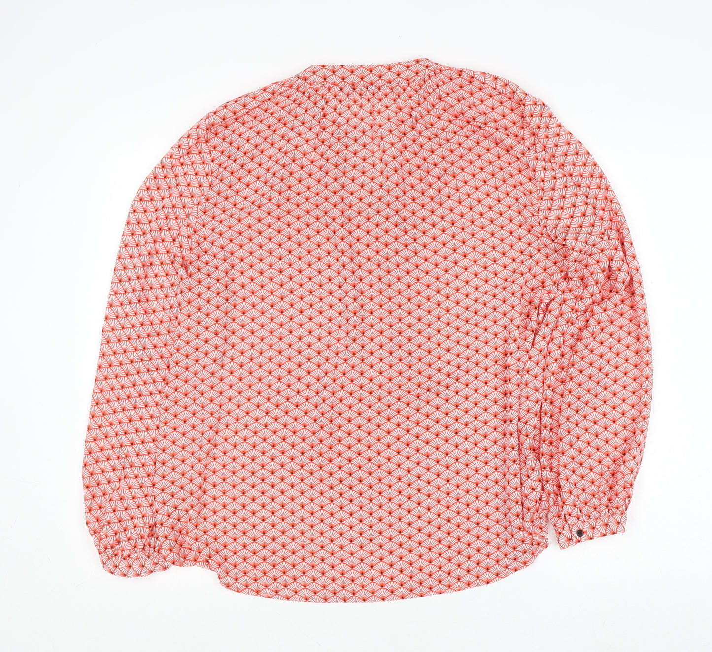 Dunnes Women Red Geometric Long Sleeve Blouse Size L Polyester
