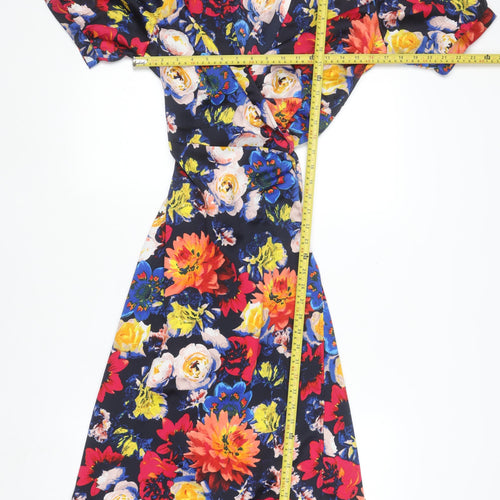 Vero Moda Women's Multicoloured Floral Wrap Midi Dress Size L