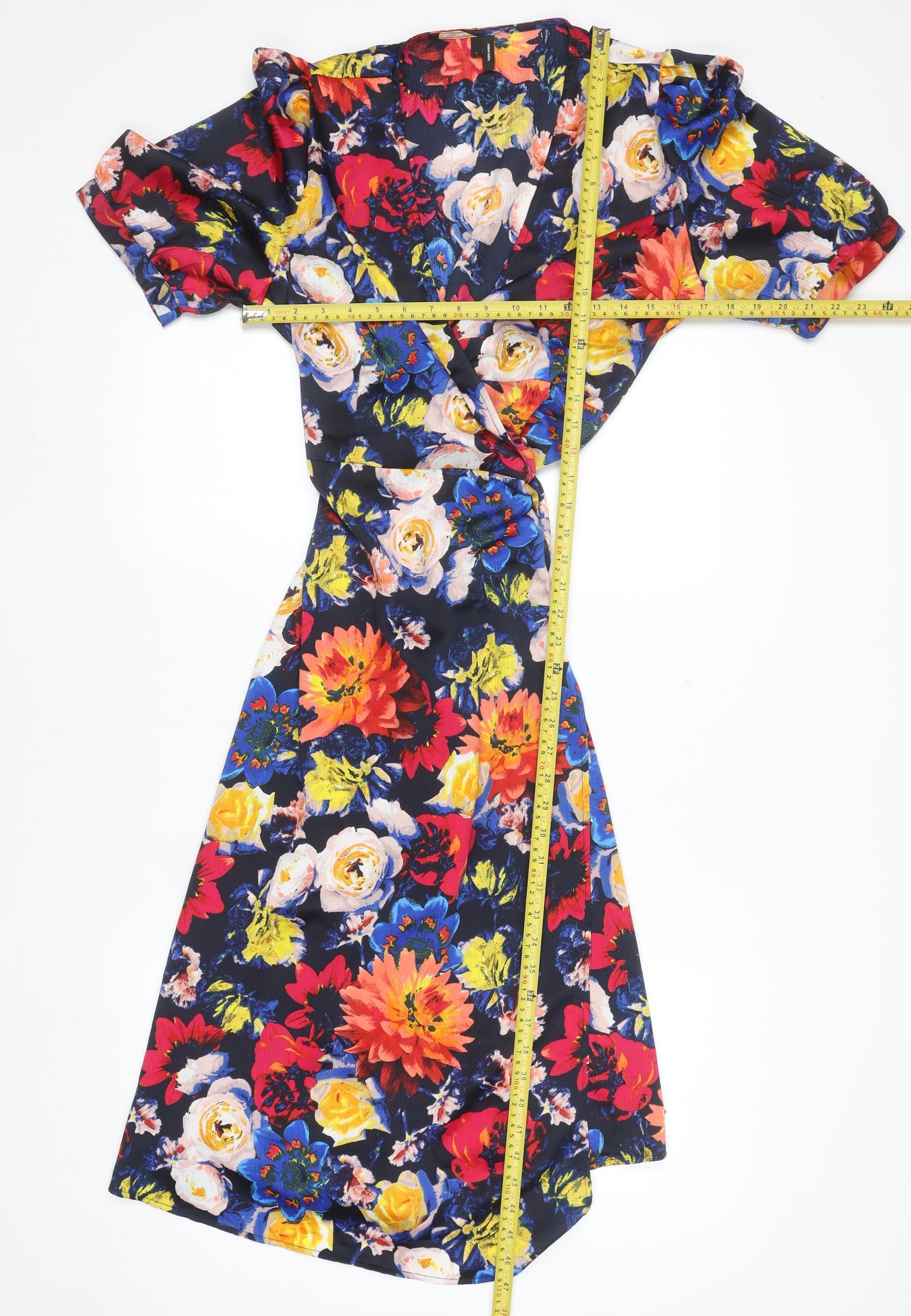 Vero Moda Women's Multicoloured Floral Wrap Midi Dress Size L