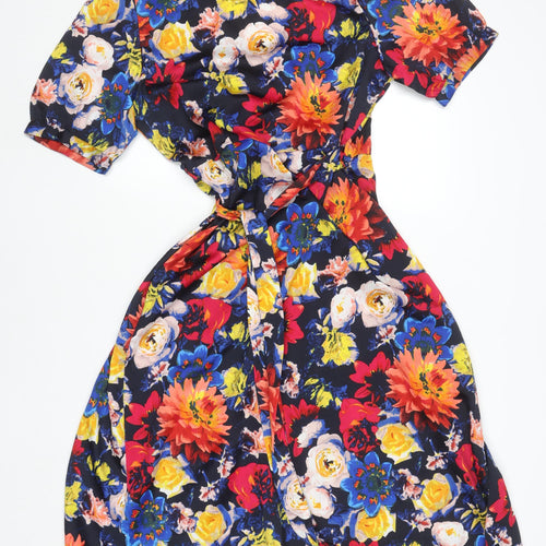 Vero Moda Women's Multicoloured Floral Wrap Midi Dress Size L
