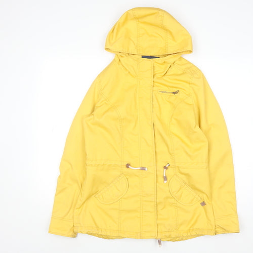 ONLY Women's Yellow Hooded Parka Jacket Size M Cotton Blend Casual
