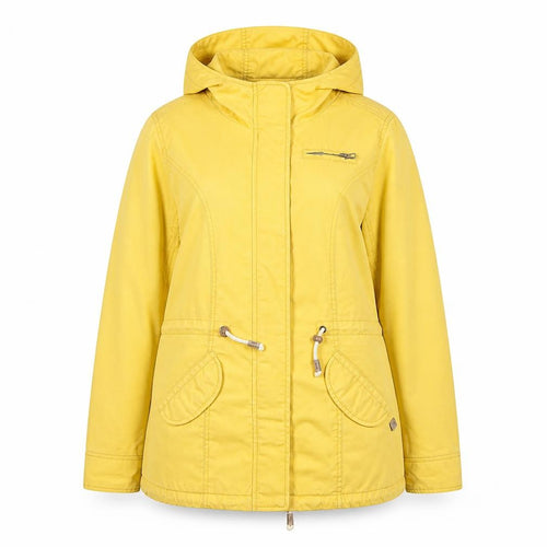 ONLY Women's Yellow Hooded Parka Jacket Size M Cotton Blend Casual