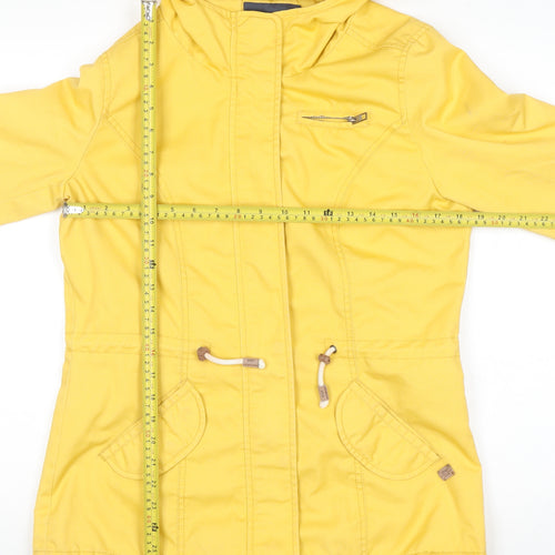 ONLY Women's Yellow Hooded Parka Jacket Size M Cotton Blend Casual