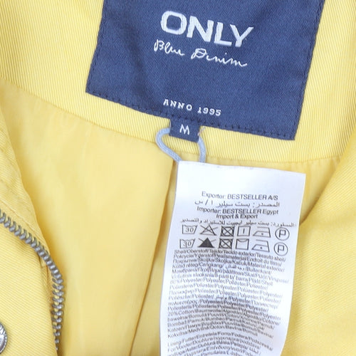 ONLY Women's Yellow Hooded Parka Jacket Size M Cotton Blend Casual