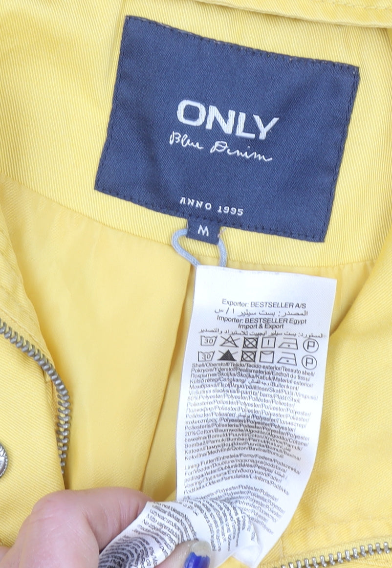 ONLY Women's Yellow Hooded Parka Jacket Size M Cotton Blend Casual