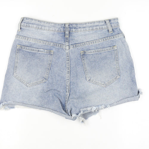 PrettyLittleThing Women Blue Distressed Denim Cut-Off Shorts Size 10