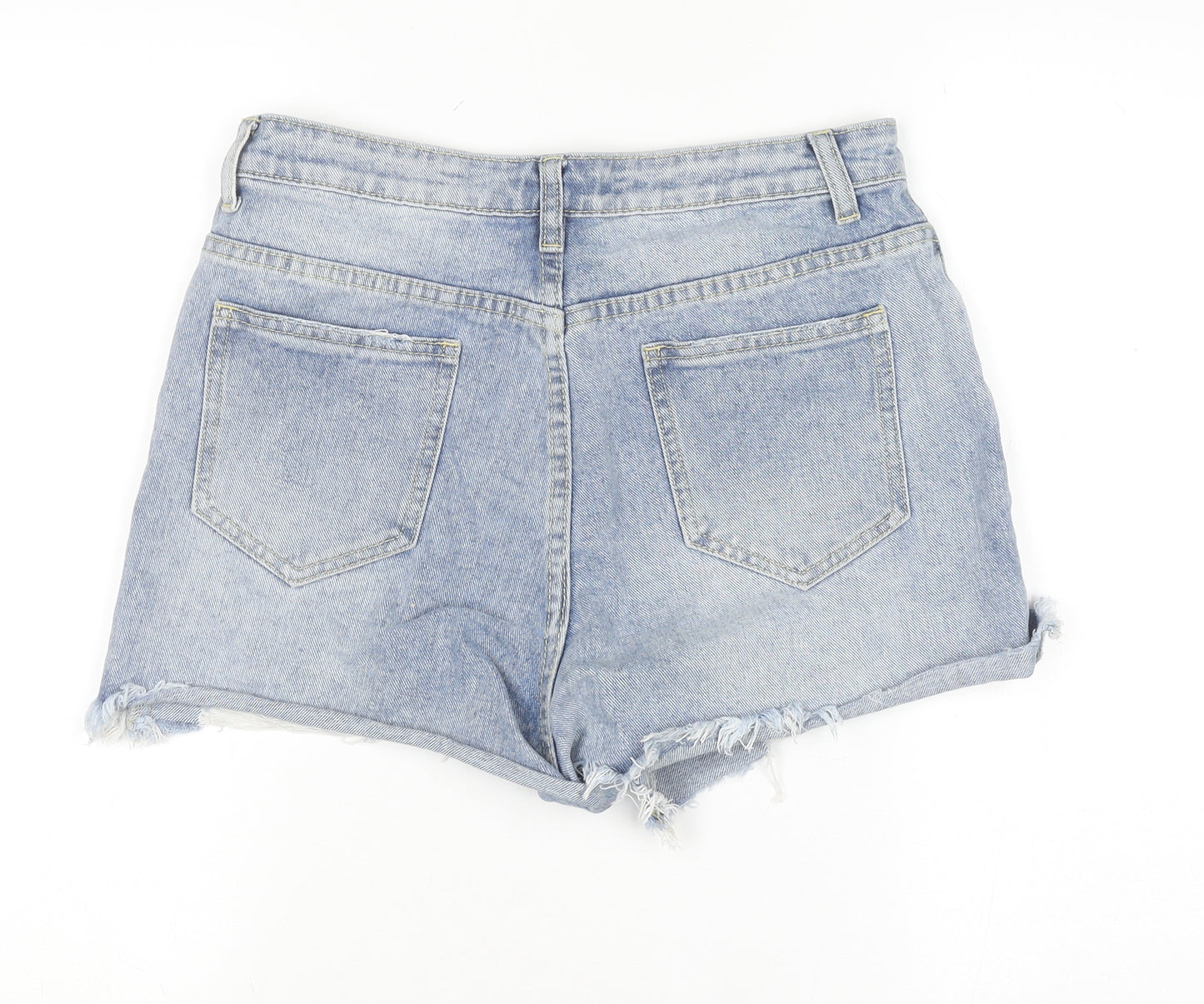 PrettyLittleThing Women Blue Distressed Denim Cut-Off Shorts Size 10
