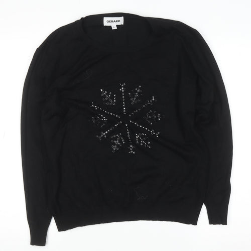 Gerard Women's Black L Knit Beaded Crew Neck Winter Jumper