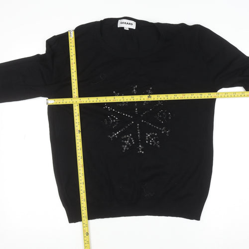Gerard Women's Black L Knit Beaded Crew Neck Winter Jumper