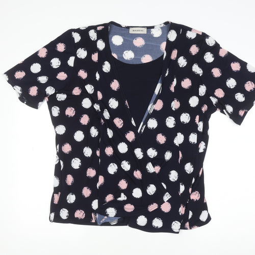 Bassini Women's Multicoloured Polka Dot Wrap Blouse XL
