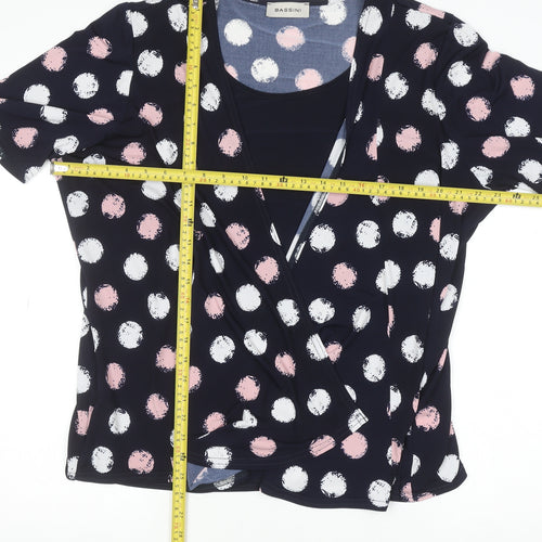Bassini Women's Multicoloured Polka Dot Wrap Blouse XL