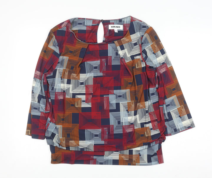 Gerard Womens Multicoloured Geometric Tunic Blouse Size 14
