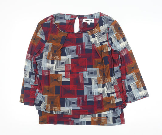 Gerard Womens Multicoloured Geometric Tunic Blouse Size 14