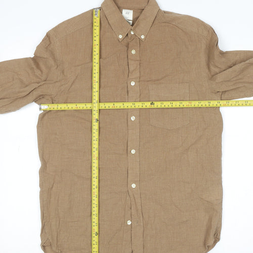 H&M Men’s Brown Regular Fit Cotton Button-Up Shirt Size S