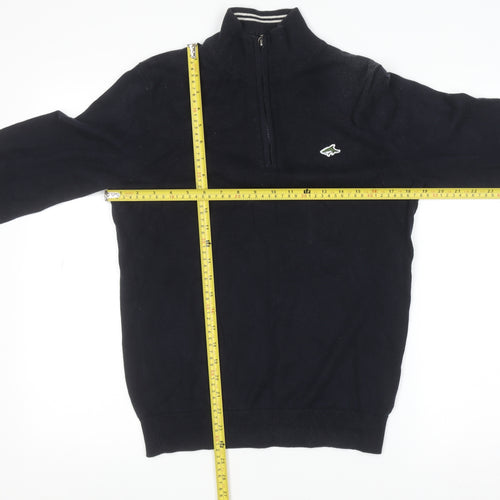 Le Shark Men Black Small Cotton 1/4 Zip High Neck Jumper