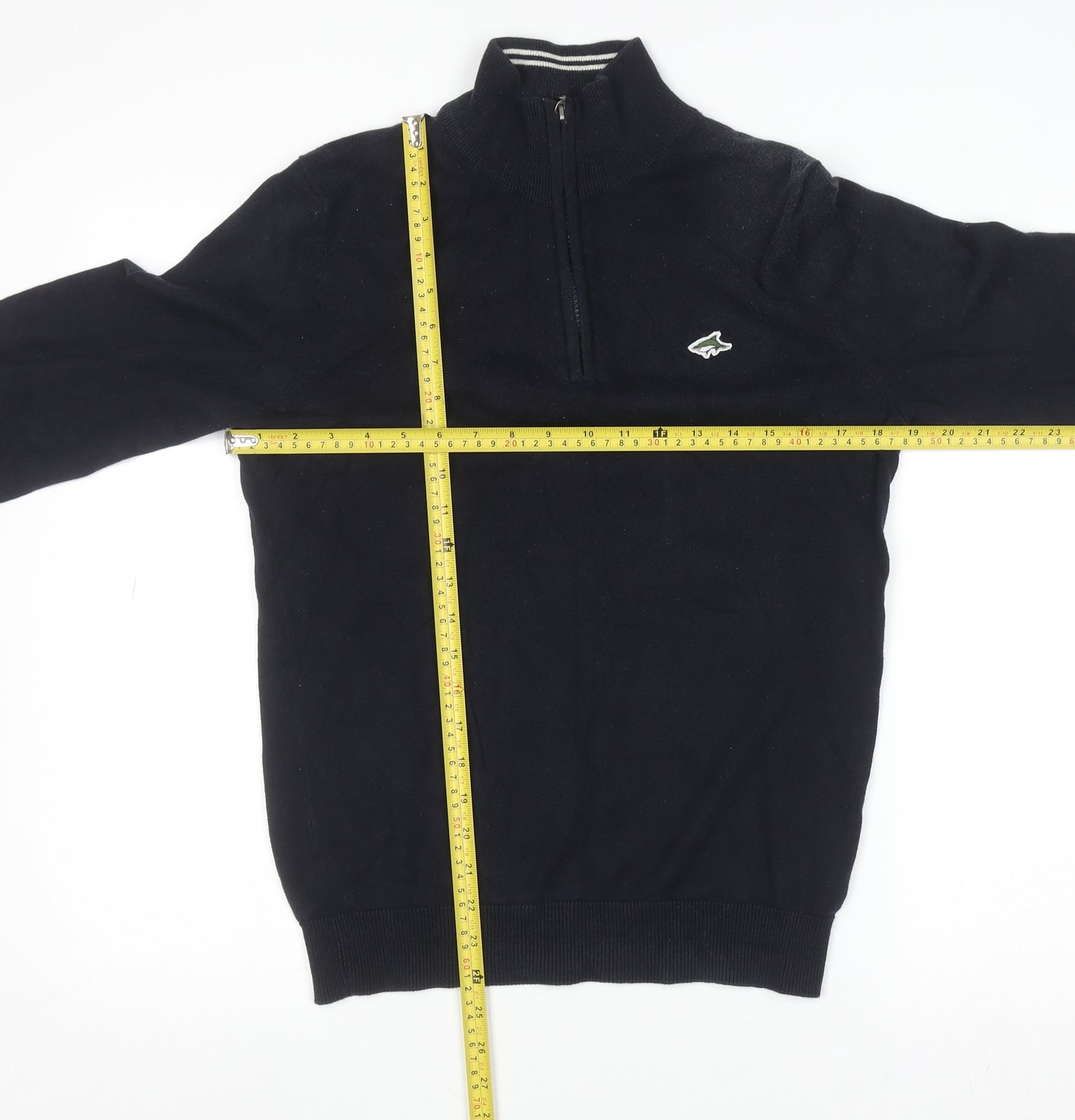 Le Shark Men Black Small Cotton 1/4 Zip High Neck Jumper