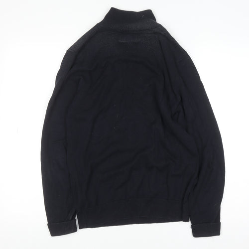 Le Shark Men Black Small Cotton 1/4 Zip High Neck Jumper