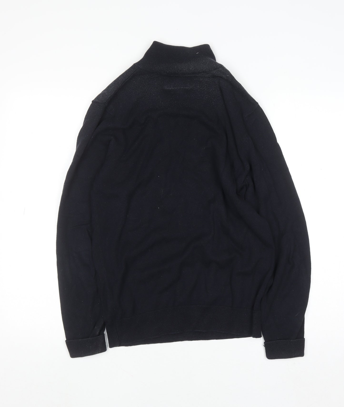 Le Shark Men Black Small Cotton 1/4 Zip High Neck Jumper
