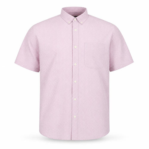 Dunnes Stores Men's Pink Regular Fit Short Sleeve Cotton Button-Up Shirt
