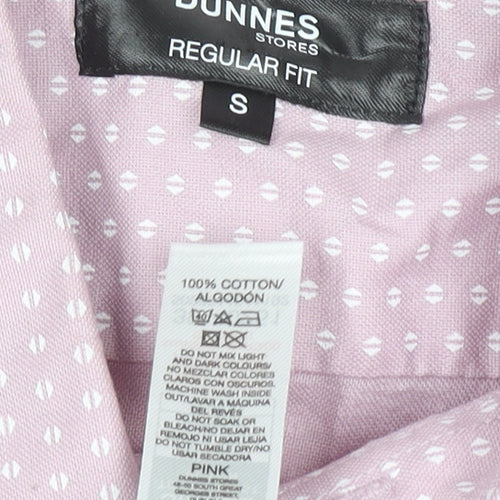Dunnes Stores Men's Pink Regular Fit Short Sleeve Cotton Button-Up Shirt