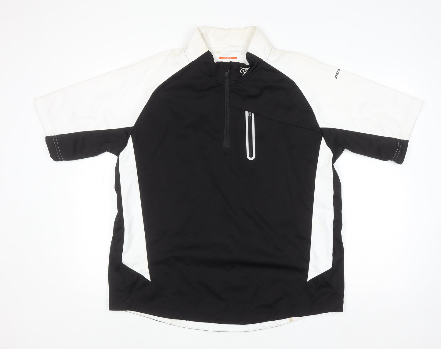 Dunlop Sport Men's Black White XL 1/4 Zip Polyester Activewear Top