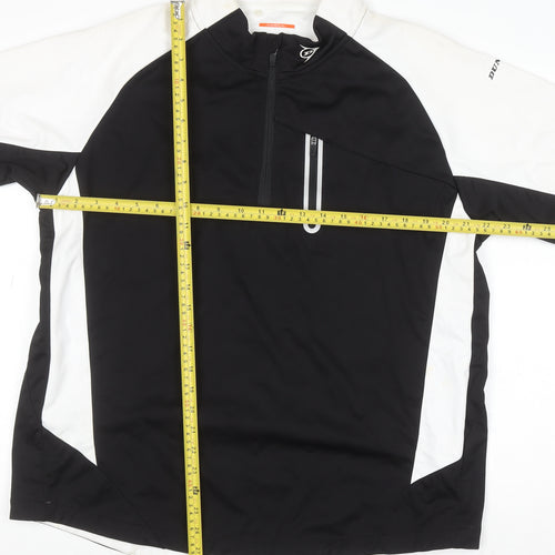 Dunlop Sport Men's Black White XL 1/4 Zip Polyester Activewear Top