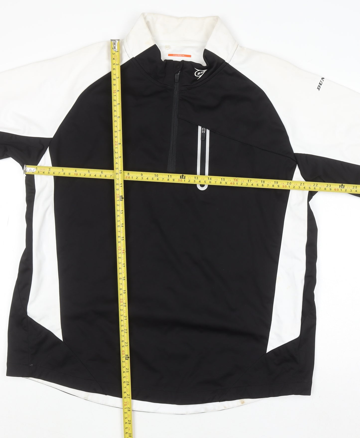 Dunlop Sport Men's Black White XL 1/4 Zip Polyester Activewear Top