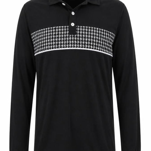boohooMAN Men's Black Geometric Long Sleeve Cotton Button-Up Shirt S