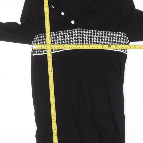 boohooMAN Men's Black Geometric Long Sleeve Cotton Button-Up Shirt S