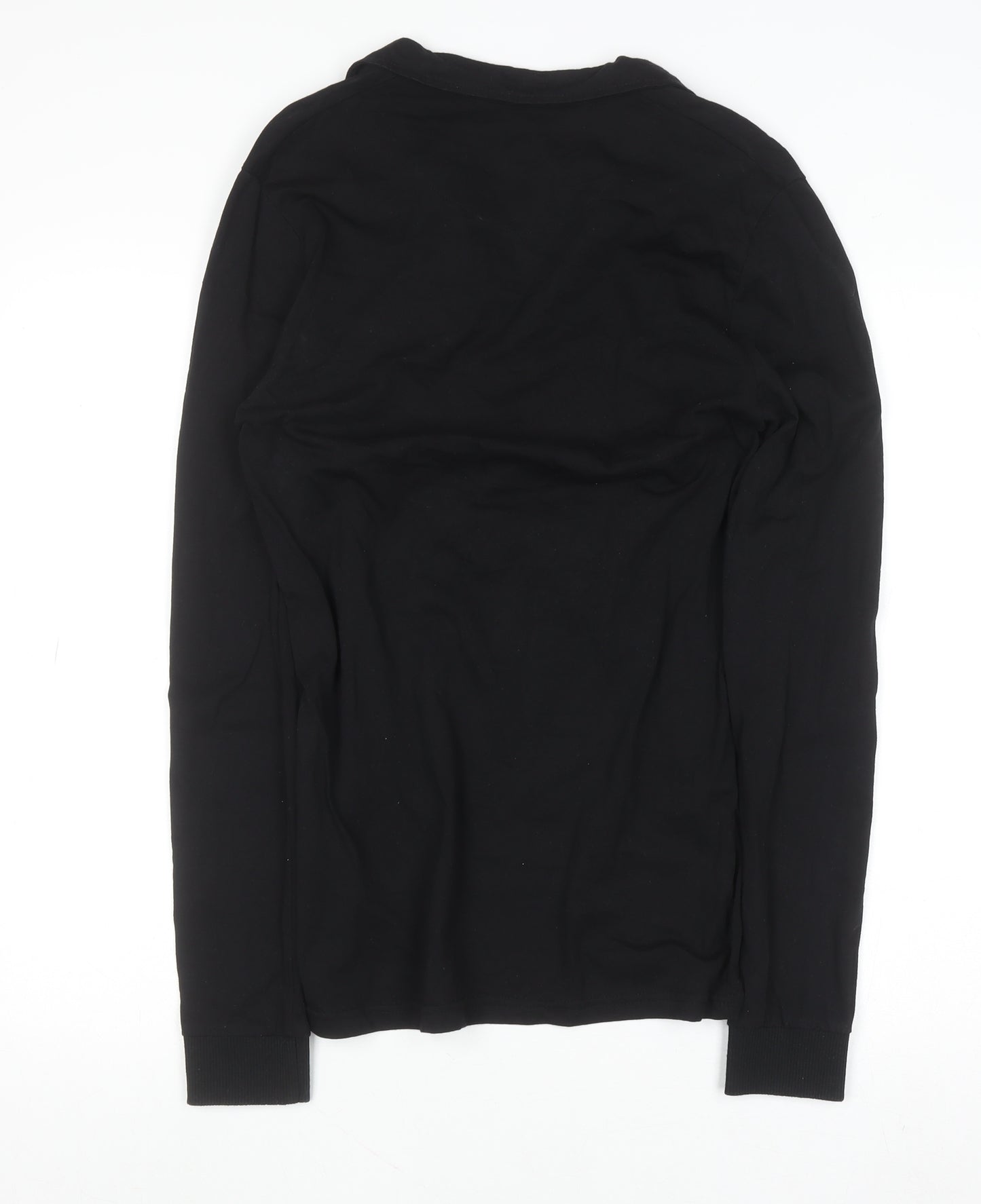 boohooMAN Men's Black Geometric Long Sleeve Cotton Button-Up Shirt S