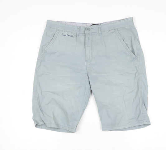 Pierre Cardin Men Blue Chino Shorts M Cotton Casual