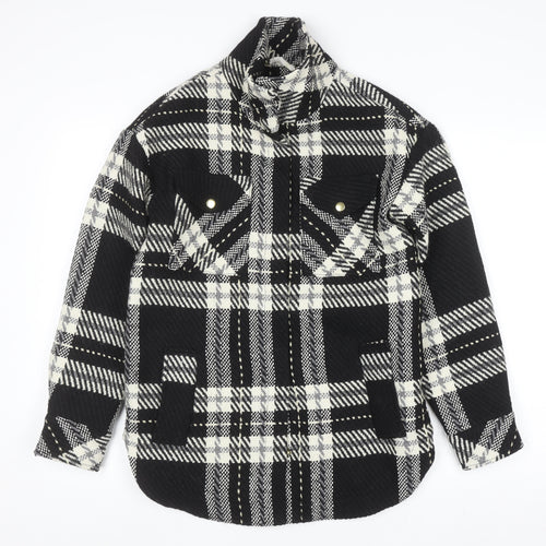 Mint Velvet Women's Black Check Wool Blend Shacket Jacket XS