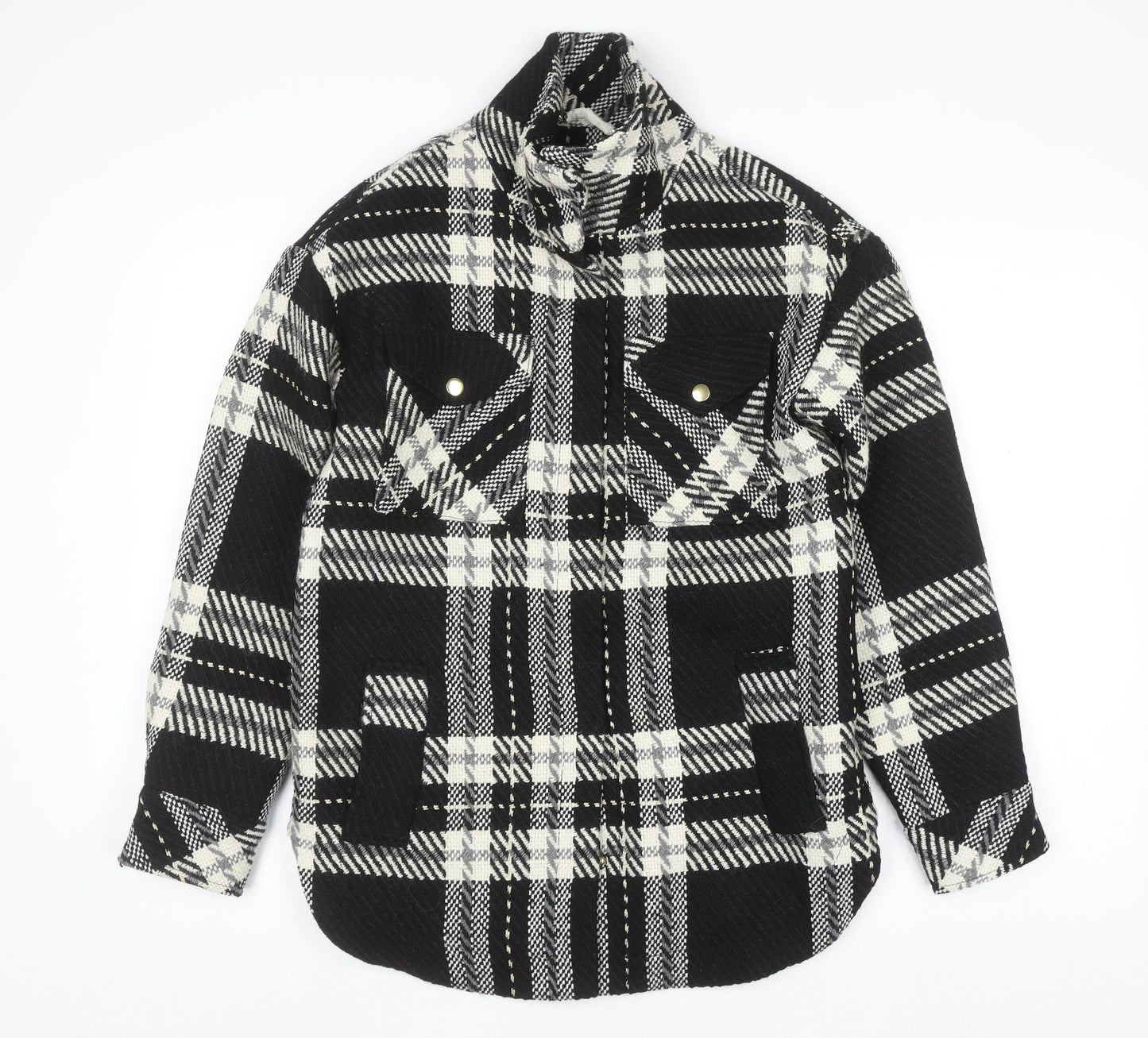 Mint Velvet Women's Black Check Wool Blend Shacket Jacket XS