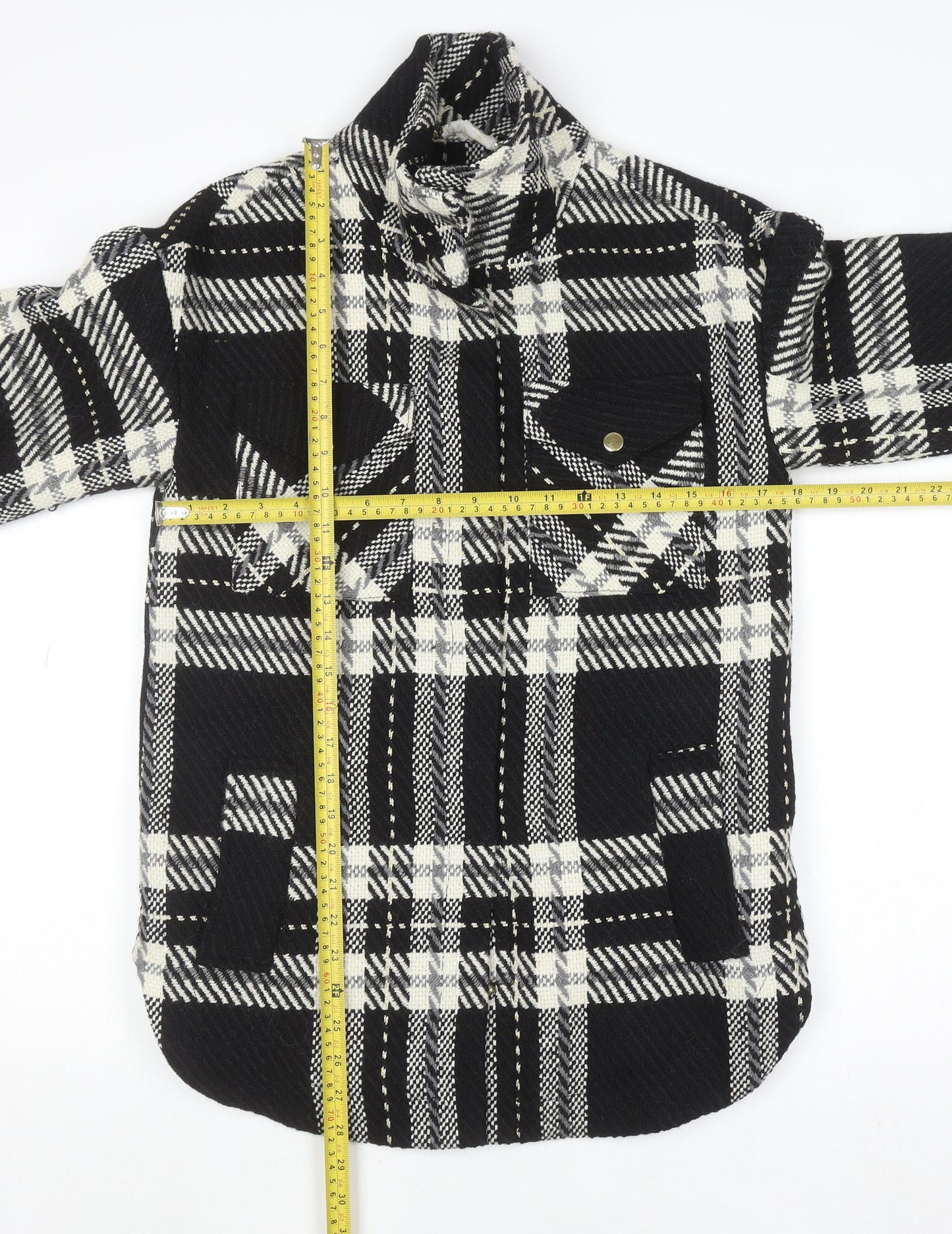 Mint Velvet Women's Black Check Wool Blend Shacket Jacket XS