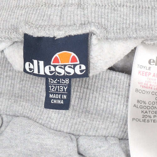 Ellesse Boys Grey Sweat Shorts 12-13 Years Drawstring Elastic Waist