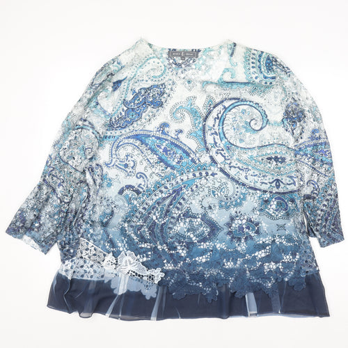 Jessica Graaf Women's Blue Paisley Lace Tunic Blouse 2XL