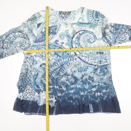 Jessica Graaf Women's Blue Paisley Lace Tunic Blouse 2XL
