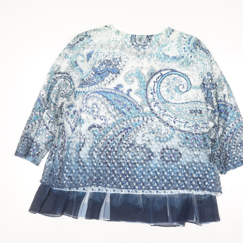 Jessica Graaf Women's Blue Paisley Lace Tunic Blouse 2XL