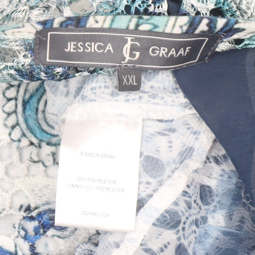 Jessica Graaf Women's Blue Paisley Lace Tunic Blouse 2XL