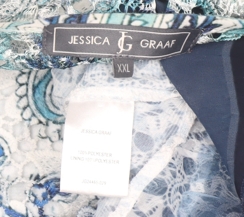 Jessica Graaf Women's Blue Paisley Lace Tunic Blouse 2XL
