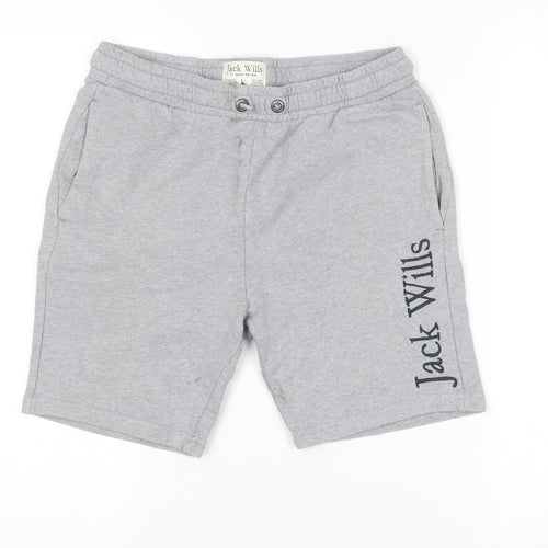 Jack Wills Boys Grey Sweat Shorts 12-13 Years Regular Fit Elastic Waist