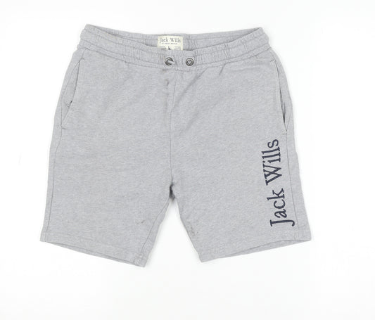 Jack Wills Boys Grey Sweat Shorts 12-13 Years Regular Fit Elastic Waist