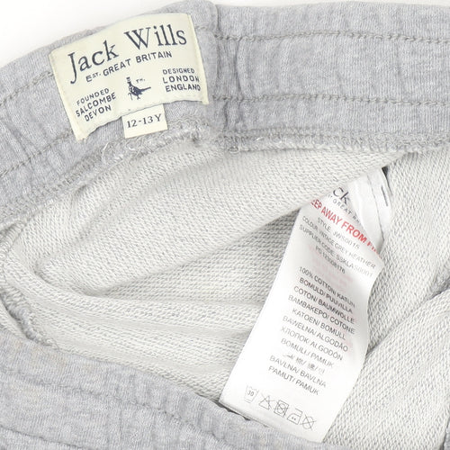 Jack Wills Boys Grey Sweat Shorts 12-13 Years Regular Fit Elastic Waist